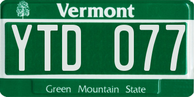 VT license plate YTD077