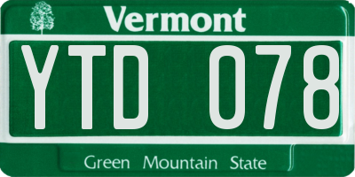 VT license plate YTD078