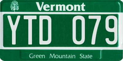 VT license plate YTD079