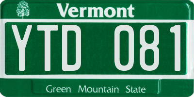 VT license plate YTD081