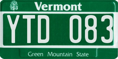 VT license plate YTD083