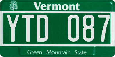 VT license plate YTD087