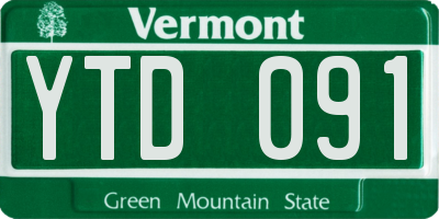 VT license plate YTD091