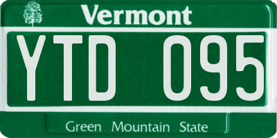 VT license plate YTD095