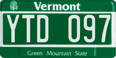VT license plate YTD097
