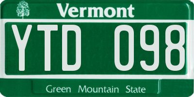 VT license plate YTD098
