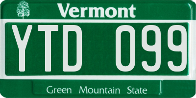 VT license plate YTD099