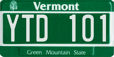 VT license plate YTD101