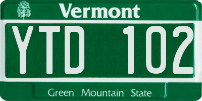 VT license plate YTD102