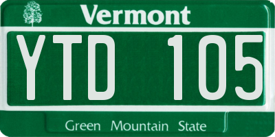 VT license plate YTD105
