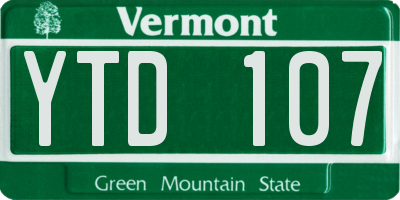 VT license plate YTD107