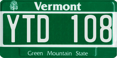 VT license plate YTD108