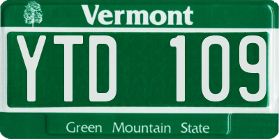 VT license plate YTD109