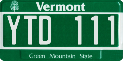 VT license plate YTD111