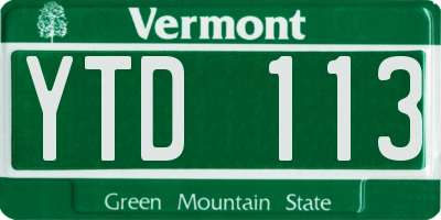 VT license plate YTD113