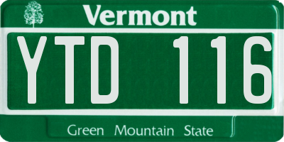 VT license plate YTD116
