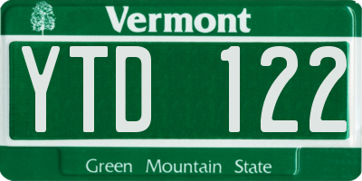 VT license plate YTD122