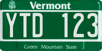VT license plate YTD123