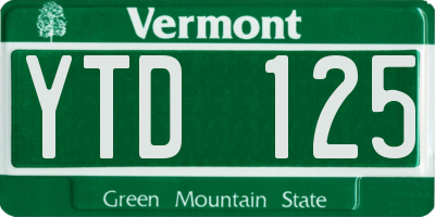 VT license plate YTD125