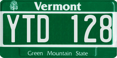 VT license plate YTD128
