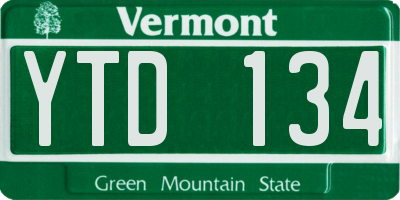 VT license plate YTD134