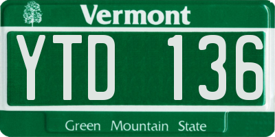 VT license plate YTD136