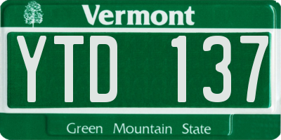 VT license plate YTD137