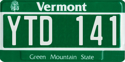 VT license plate YTD141