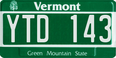 VT license plate YTD143