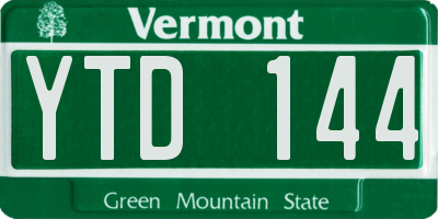 VT license plate YTD144