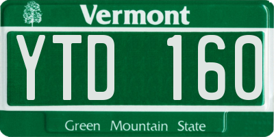 VT license plate YTD160