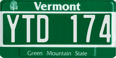 VT license plate YTD174