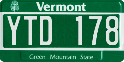 VT license plate YTD178