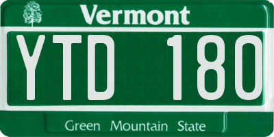 VT license plate YTD180