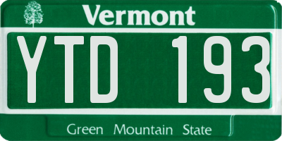 VT license plate YTD193