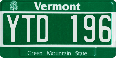 VT license plate YTD196