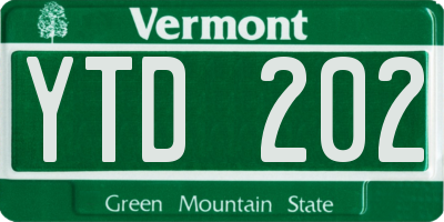 VT license plate YTD202