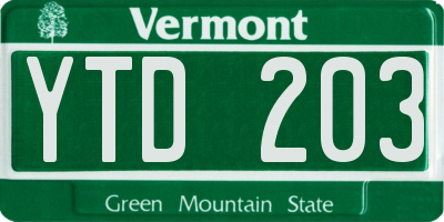 VT license plate YTD203