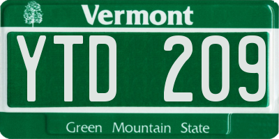 VT license plate YTD209