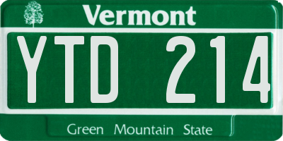 VT license plate YTD214