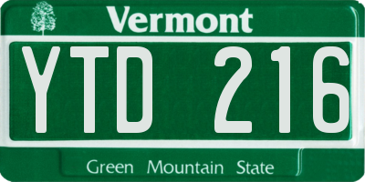 VT license plate YTD216