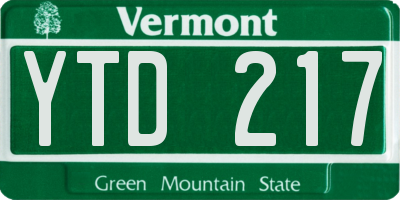 VT license plate YTD217