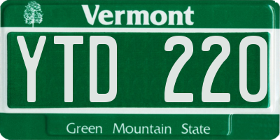 VT license plate YTD220
