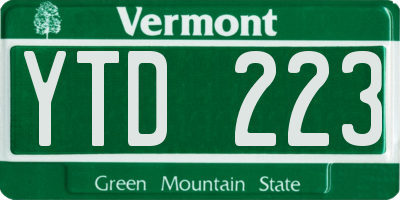 VT license plate YTD223