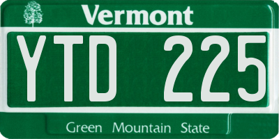 VT license plate YTD225
