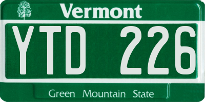 VT license plate YTD226
