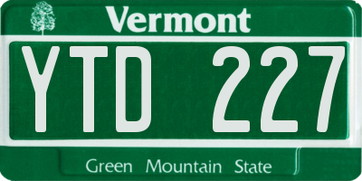 VT license plate YTD227