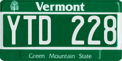VT license plate YTD228