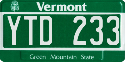 VT license plate YTD233