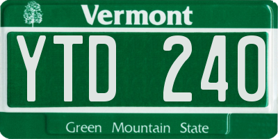 VT license plate YTD240